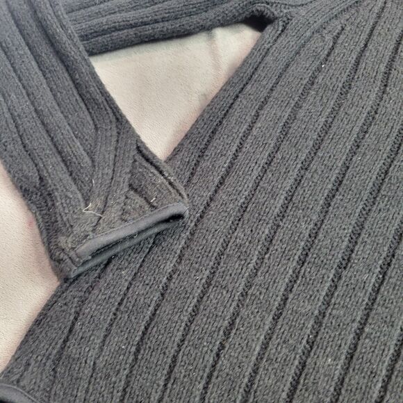 Geoffrey Beene Womens Small Cardigan Sweater Black Long Sleeve Zip Front Ribbed - Picture 4 of 12